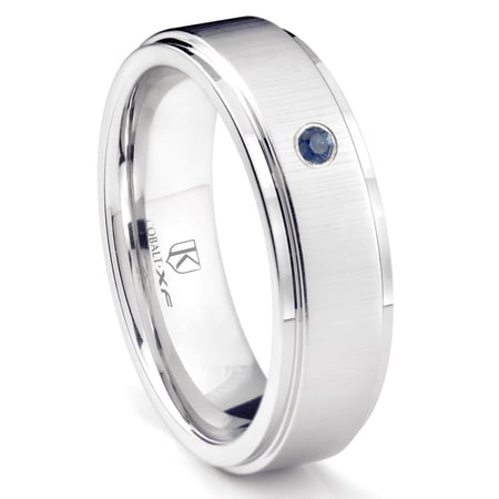 Titanium Kay Cobalt Xf Chrome 8MM Solitaire Sapphire Comfort Fit Wedding Band Ring with Raised Center Sz 10.0