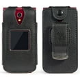 Case for Jitterbug Flip Phone, Nakedcellphone [Black Vegan Leather