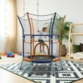 thumbnail image 2 of Gymax Kids Mini Trampoline w/ 59'' Higher Enclosure Net Seamless Jumping Mat Zipper Door Orange & Blue, 2 of 10
