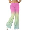 thumbnail image 2 of YueHuiYing Women's Fashionable Casual Loose-Fit Comfortable Ombre Print Flared Pants for Sports Fitness and Yoga Hot Pink S, 2 of 6