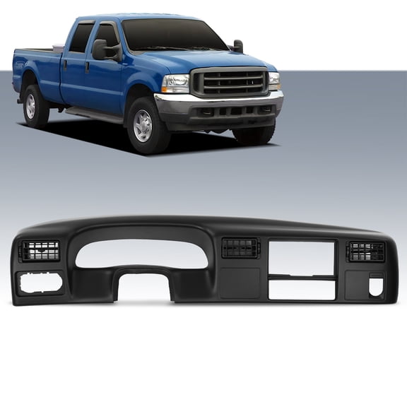 PIT66 Dash Bezel Radio Cluster Trim Panel W/o Hole Fit for 1999-2004 Ford F250 F350 Super Duty Black Dashboard