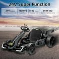 thumbnail image 4 of K61 Go Kart Electric Drift Kart with Length Adjustable Seat, 24V Outdoor Ride on Toy with 4 Speed Mode, RC Car for Kids 6-12 Years Old, Fast 300W Motor, 8.5 MPH, Bluetooth, 4 of 8