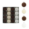 thumbnail image 2 of Flocked Christmas Ball Ornaments, 16-Pack Plastic Xmas Tree Decorations, Brown Holiday Balls for Fireplace Mantel Front Door Indoor Outdoor Decor(E-16pc), 2 of 5