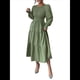 thumbnail image 1 of Vestido de Otoño para Invitada de Boda, con Mangas Largas, Volantes, Cuello Redondo, y Fluido. Verde L, 1 of 7