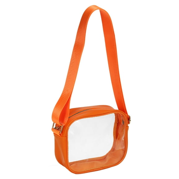 Uxcell 7.5"x6" Stadium Approved Clear Crossbody Purse Bag with Shoulder Strap, Orange