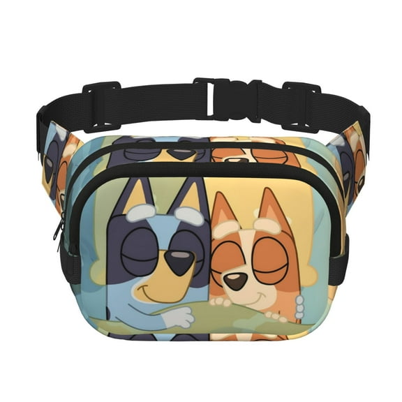 Kowoue Bluey Pattern Square Double Layer Waist Bag – Belt Bag with Adjustable Strap, Outdoor Waist Pack , Belt Bag with Multiple Compartments