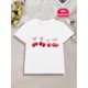 thumbnail image 1 of Adorable camiseta para niña con estampado de cerezas. 100 % algodón. Cómoda camiseta de manga corta con cuello redondo y detalle de lazo rosa. Perfecta para primavera/verano. Regalo ideal para niñas, 1 of 7