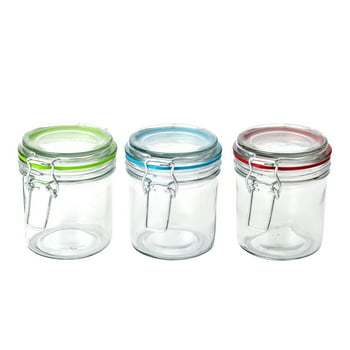 Mainstays Kitchen Storage 9.4-Ounce Clear Glass Lock Lid Jar with Silicone ket