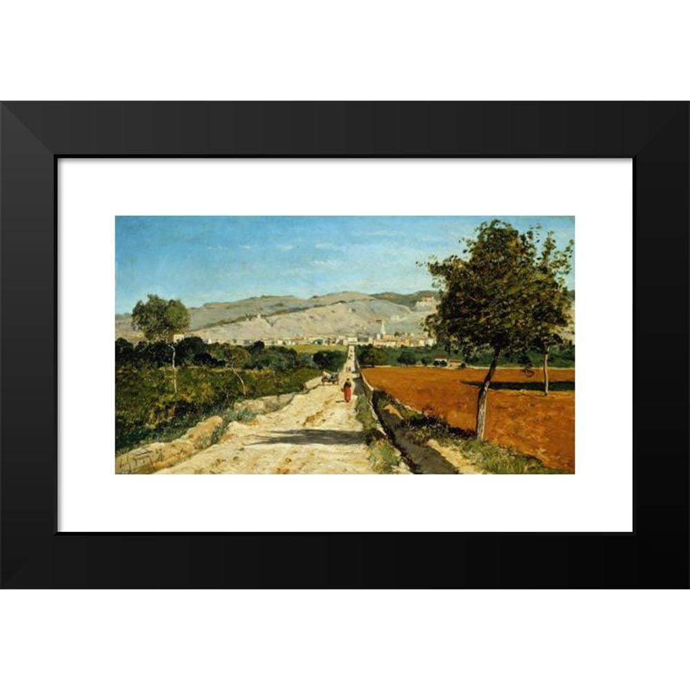Paul-Camille Guigou 18x12 Black Modern Framed Museum Art Print Titled - Landscape of Provence. View of Saint-Saturnin-Les-App. (1867)