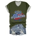 thumbnail image 2 of KDDYLITQ United States 250th Anniversary Shirts for Women American Birthday Printed V Neck Tees Causal Usa Star Stripes Independence T-Shirts Red White Blue Trendy Short Sleeve Blouses Army Green M, 2 of 5