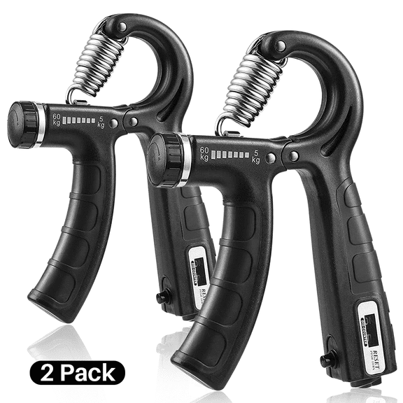 2pc SUWU Hand Grip Strengthener Adjustable Resistance 22-130lb Workout Grip Strength Trainer for Muscle Building and Finger Forearm Wrist, Black