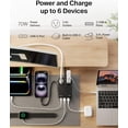 thumbnail image 2 of Belkin GaN Charging Station 70W, 6-in-1 USB C Charger w/ 2 AC Outlets, 2 USB A Ports, Integrated USB C Cable-Power Strip for iPhone, Apple Watch, iPad, MacBook, Chromebook, Laptop, Travel Essential, 2 of 9