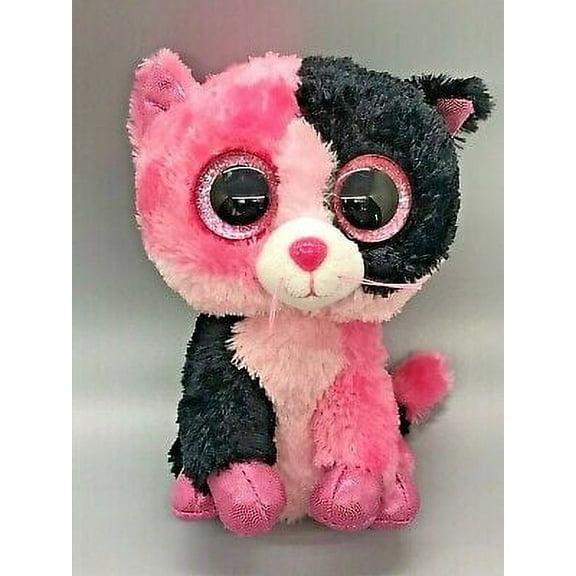 TY Beanie Boos - DAZZLE the Pink & Black Cat (Glittery Eyes) (NO TY HANG TAG) 6" Plush *Limited Exclusive*