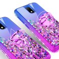 thumbnail image 3 of Liquid Glitter Phone Case for Cricket Debut 4G / AT&T Calypso 2 (U319AA) Ring Kickstand Case Cover w/Tempered Glass Screen Protector - Purple/Blue, 3 of 6