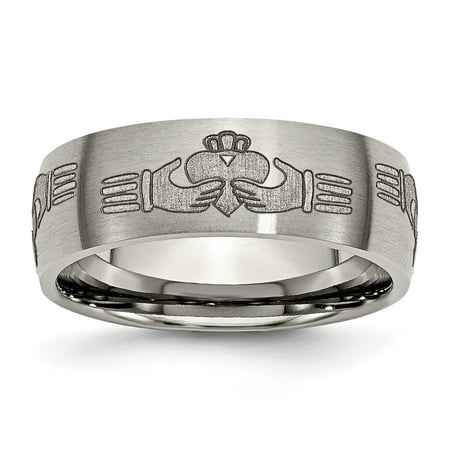 - Titanium 8mm Laser Design Brushed Wedding Ring Band Size 7.50 Designed Celtic Fashion Jewelry For Women Gift Set