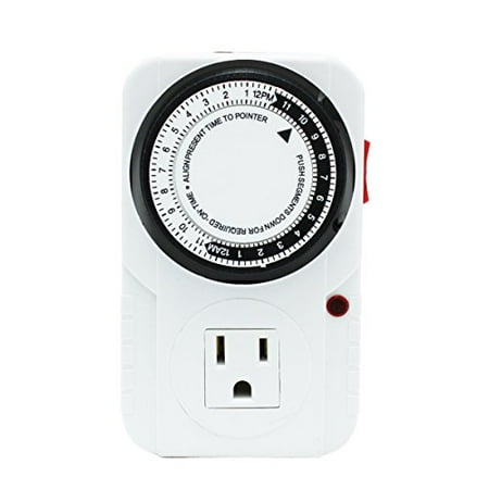 12 Hour Electronic Timer - iPower GLTIME 120 Volt 24 Hour Heavy Duty Plug-in Mechanical Timer