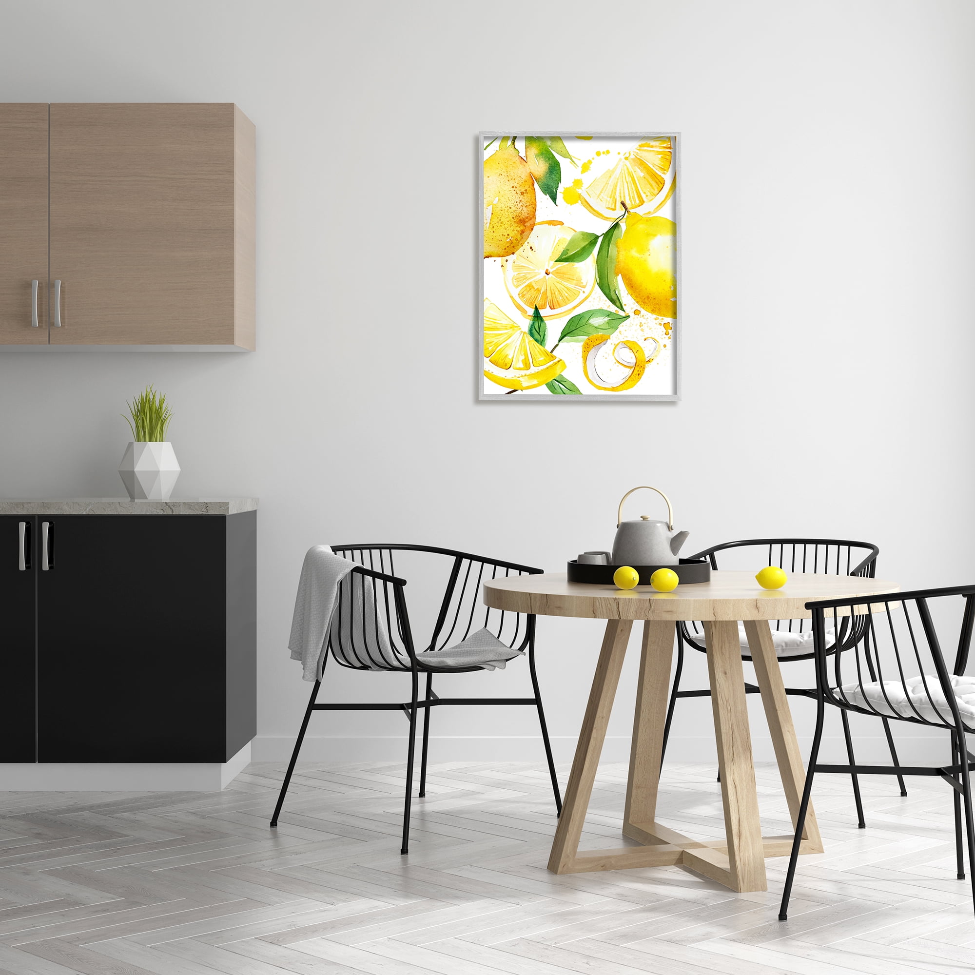 Stupell Industries Modern Lemon Peels Food & Beverage Painting Gray Framed Art Print Wall Art, 24 x 30