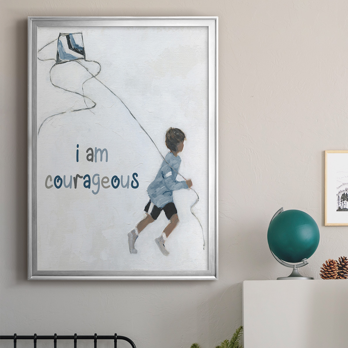 Boy Flying Kite Premium Framed Print - Ready to Hang