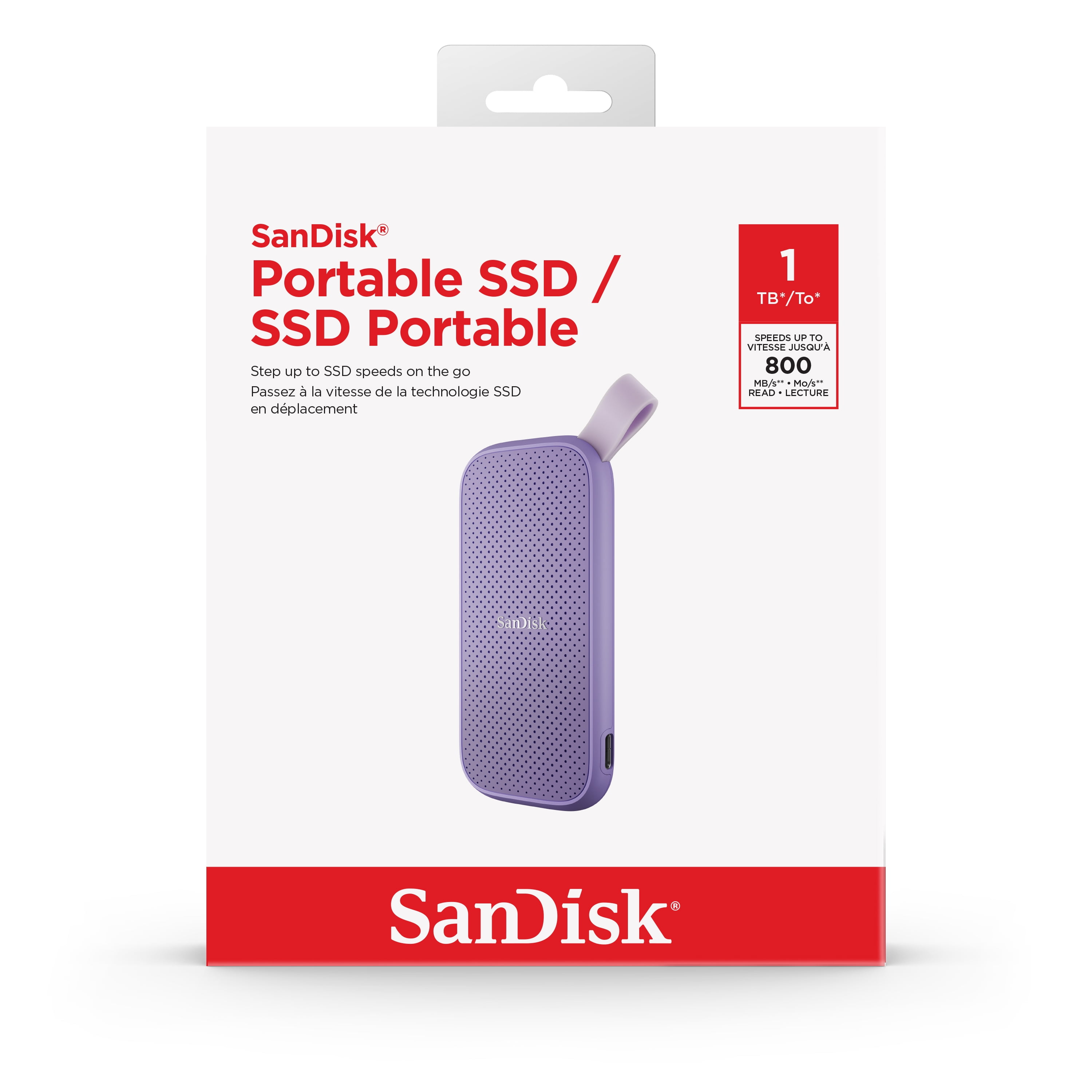 SanDisk 1TB Portable SSD - Lavender, up to 800MB/s, USB-C, USB 3.2