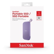 SanDisk 1TB Portable SSD - Lavender, up to 800MB/s, USB-C, USB 3.2 Gen 2 External Solid State Drive