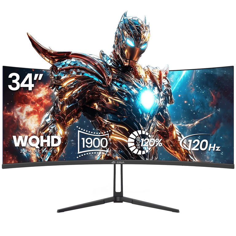 CRUA 34-inch IPS Curved Gaming Monitor, WQHD 3440x1440, 120Hz