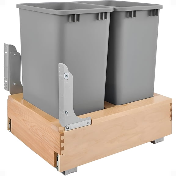 Rev-A-Shelf Double Pullout Bottom Mount Trash Cans 50 Qt, 4WCBM-2150DM-2