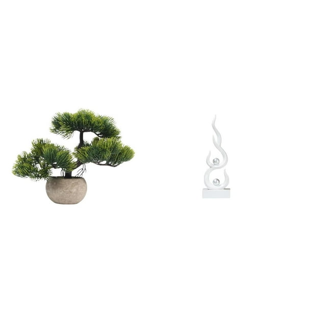 Figura Decorativa De Resina Con Forma De Bonsái Verde En Llamas, Adorno De Planta Artificial, Escultura Moderna, Artesanía Para Centros De Mesa, Patio, Oficina, Estantería O Como Regalo.