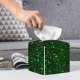 thumbnail image 6 of Gukieu Green Sparkling Print Leather Tissue Box, PVC Waterproof Velcro Opening and Closing Square Tissue Box Holder, Suitable for Home and Office Decoration, 6 of 7
