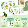 thumbnail image 3 of Paquete de 2 lindas bolsas de maquillaje de aguacate, bolsa de cosméticos de frutas, bolsas con cremallera, bolsas de aseo portátiles para mujeres, viajes, vacaciones (aguacate), 3 of 5