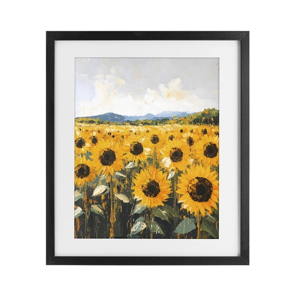 Stupell Industries Eclectic Beautiful Sunflowers in Field Black Framed Print Under Glass, 13 x 16, by Creative Studio