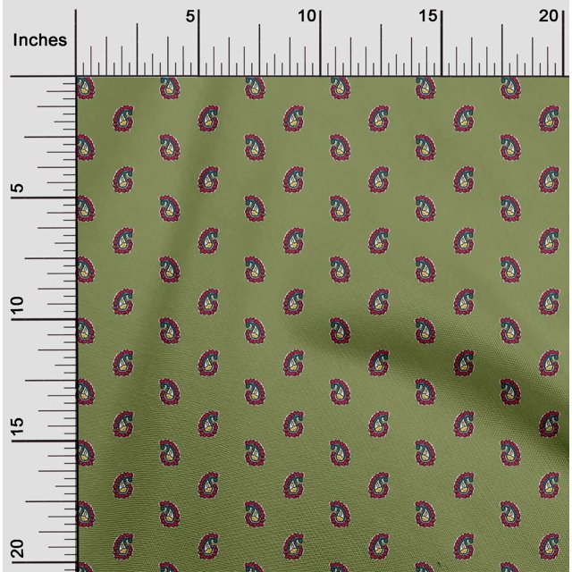 oneOone Organic Cotton Voile Fabric Paisley Block Printed Craft Fabric BTY 42 Inch Wide
