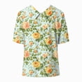 thumbnail image 4 of TOWMUS Floral Summer Tops Blouses Women's Summer Lapel Print Cotton and Linen Top Shirts for Women Linen Ladies Blouses Light Green, 4 of 5