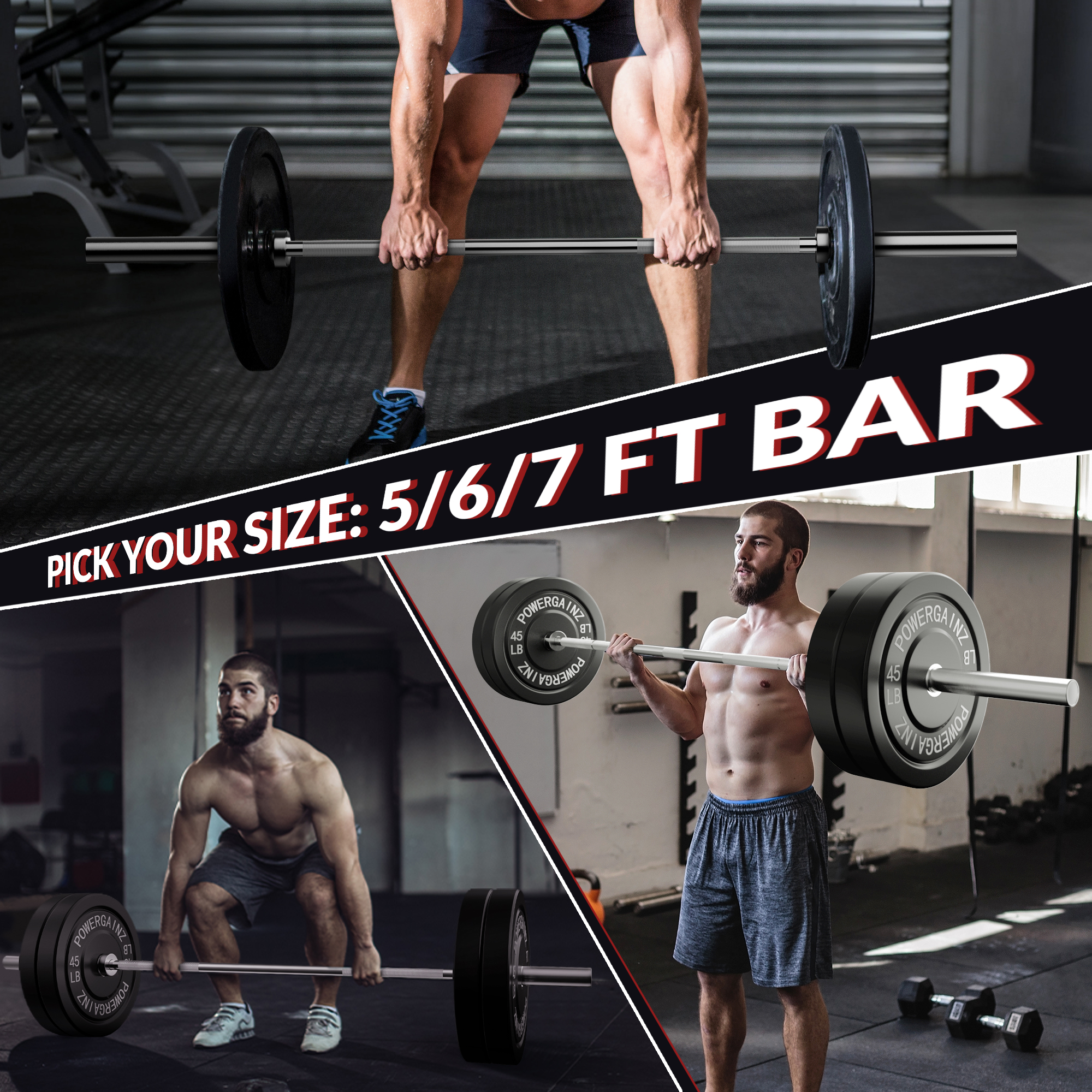 Signature Fitness Olympic Barbell, Alloy Steel, Silver, 2-Inch Sleeve, Available in 5FT, 6FT, and 7FT, Strength Training Weightlifting Bar for Home Gym