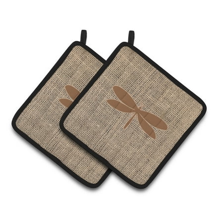 

Carolines Treasures BB1061-BL-BN-PTHD Moth Faux Burlap and Brown Pair of Pot Holders 7.5HX7.5W multicolor
