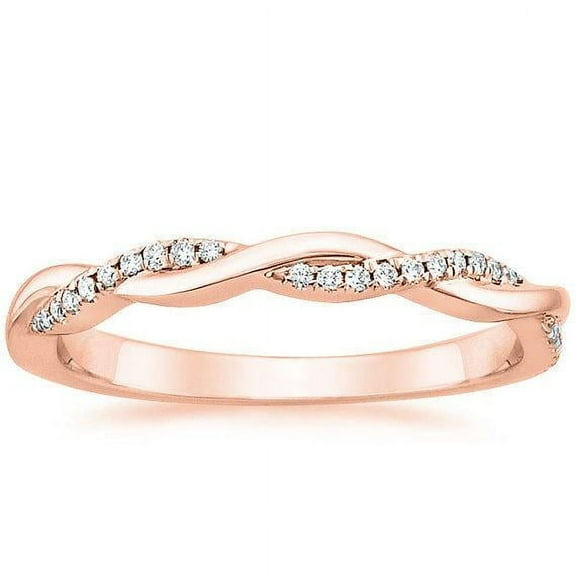 Limited Time Sale Infinity Curved Diamond Wedding Ring Band in Rose Gold For Women on Sale