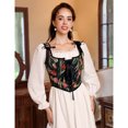 thumbnail image 2 of Women's Vintage Floral Corset Lace-Up Fishbone Print Vest Renaissance Pirate Costume, 2 of 5