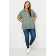 thumbnail image 6 of TIYOMI Women's Plus Size Cotton Shirts Tops Collared Green Short Sleeve 3X Button Down Solid Casual Shirts Loose Fit Summer Blouses 3XL 22W 24W, 6 of 8
