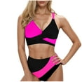 thumbnail image 2 of Cameland Women Color Blocking Sexy Backless Strap Bikini Swimsuit, 2 of 3