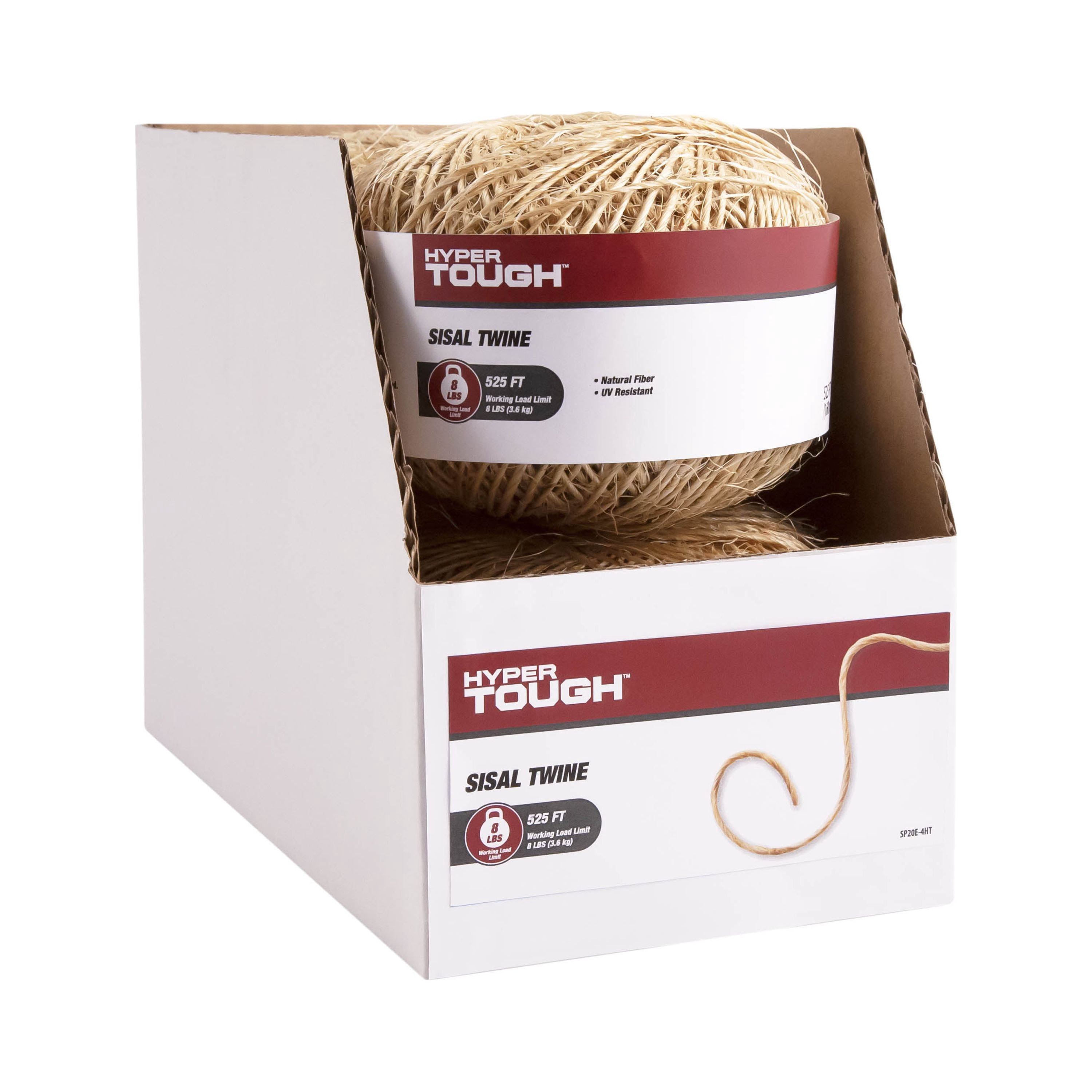 (2 pack) Hyper Tough Item# SP20E-4HT, Sisal Twisted Twine, Natural Color, 525' Length, 1 Each