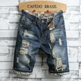 thumbnail image 5 of Blue Mens Ripped Short Jeans Clothing Bermuda Cotton Shorts Breathable Denim Shorts Male New Fashion Size 28-40, 5 of 7