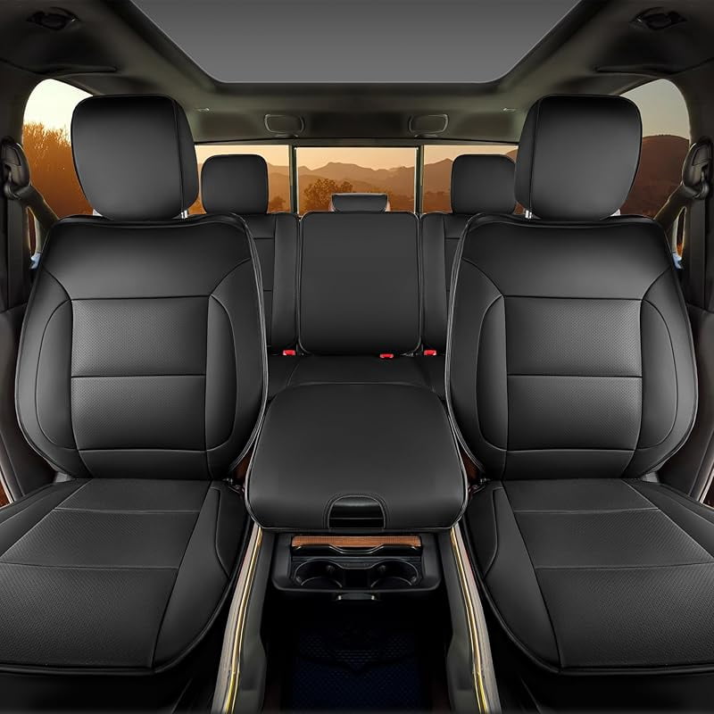 Seat Covers for 2007-2013 & 2019-2025 Chevy Silverado/GMC Sierra 1500 Crew Cab & 2020-2025 Chevrolet/GMC 2500HD/3500HD|Full Set for Truck |Front & Rear, Black