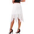 thumbnail image 3 of INSPIRE CHIC Women's Halloween Asymmetrical High Waisted Ruched Flowy Mesh Midi Skirts L White, 3 of 6