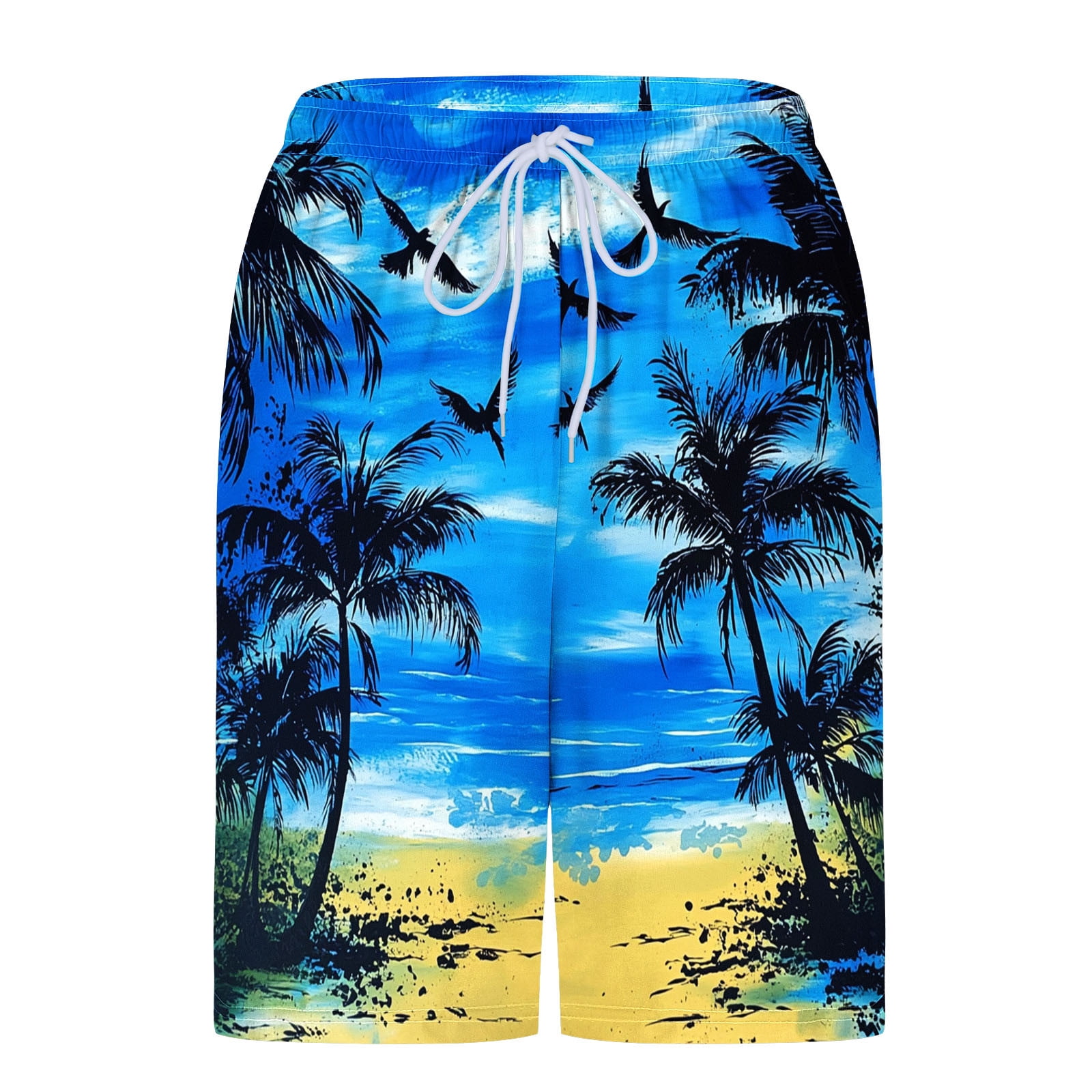 Timoontee Men Beach Shorts Stretchy Elastic Waist for Everyday Use Roomy Cargo Pockets All Day Comfort Fit Classic Style Blue M