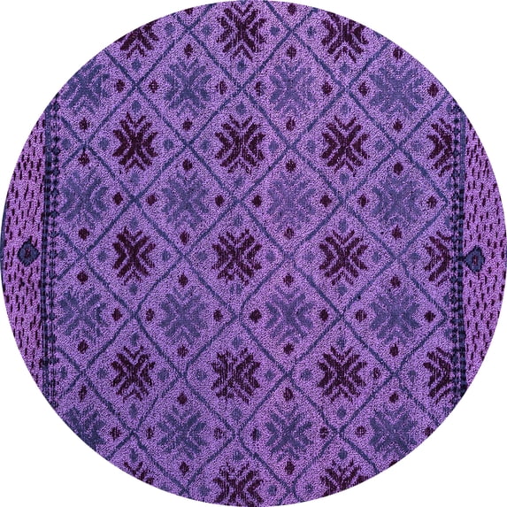Ahgly Company Indoor Round Abstract Purple Modern Area Rugs, 4' Round