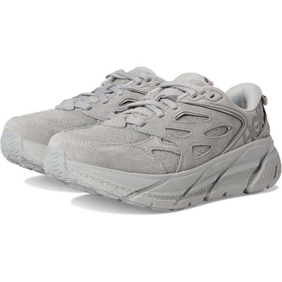 Hoka One One Clifton L Suede 1122571-LLTN Mens US 9 Gray Running Shoes GBNC1010