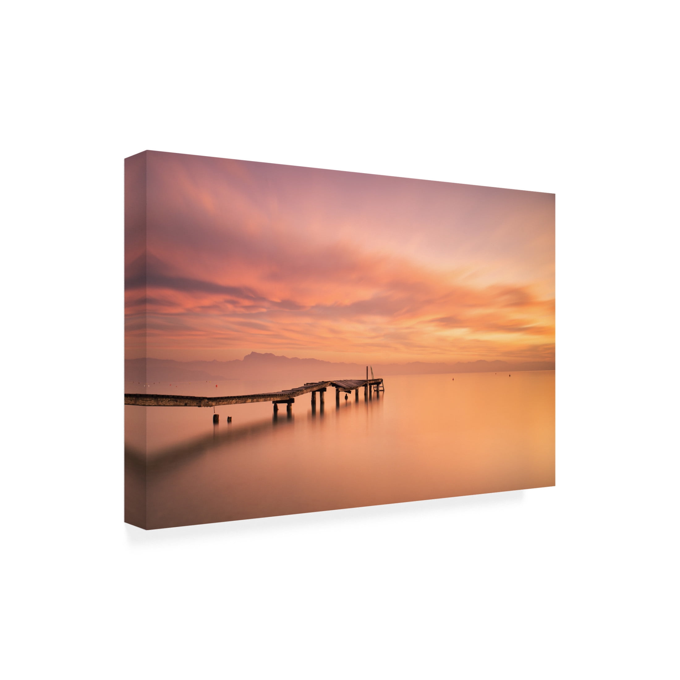 Canvas Wall Art - Aglioni Simone 'Garda Lake' Wall Art for Living Room, Bedroom, or Office D?cor by Trademark Fine Art - 32 x 22 Inches