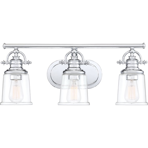 Grant 3-Light Polished Chrome Vanity Light