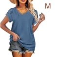 thumbnail image 2 of Sonducket Camiseta de algodón para mujer, camiseta holgada de encaje de Color sólido, Top de verano para viajes, vacaciones en la playa, deportes, Prendas para la parte del cuerpo Azul claro M Sonducket AP010362-17, 2 of 6