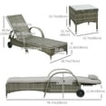 thumbnail image 3 of Wicker Patio Lounger Set with Cushions, Reclining Lounger, Mixed Grey, 3 of 10