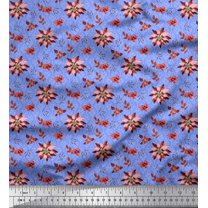 Soimoi Silk Fabric Damask Design,Leaves & Aster Floral Printed Craft Fabric by the Yard 42 Inch Wide
